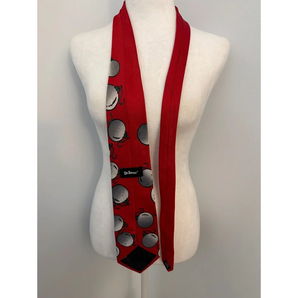 Dr Seuss The Grinch Christmas Ornament Red Necktie Mens Holiday Tie RN88147